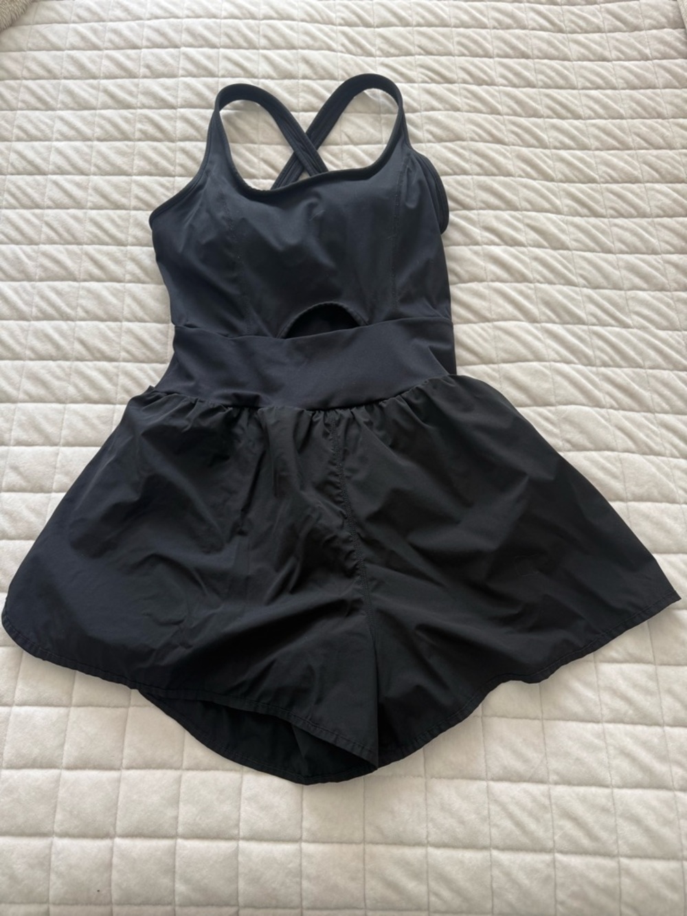 Black Cross-Back Skater Romper
